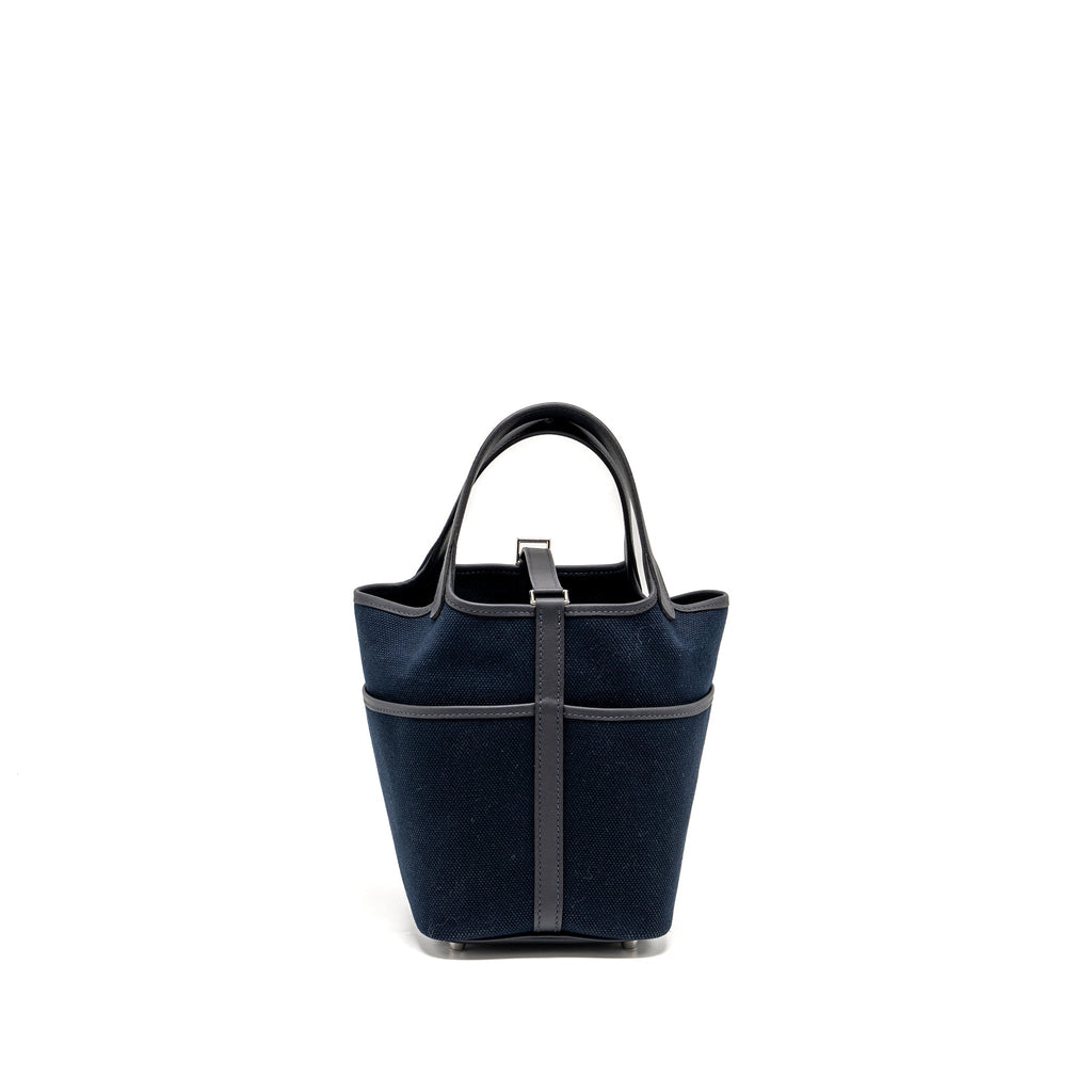 HERMES PICOTIN 18 LOCK BAG CARGO POCKETS TOILE GOELAND/SWIFT BLEU MARINE/CABAN SHW