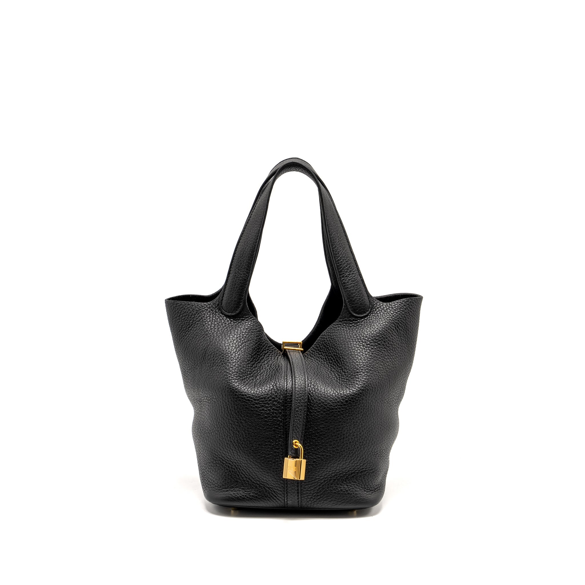 HERMES PICOTIN 22 LOCK BAG CLEMENCE BLACK GHW
