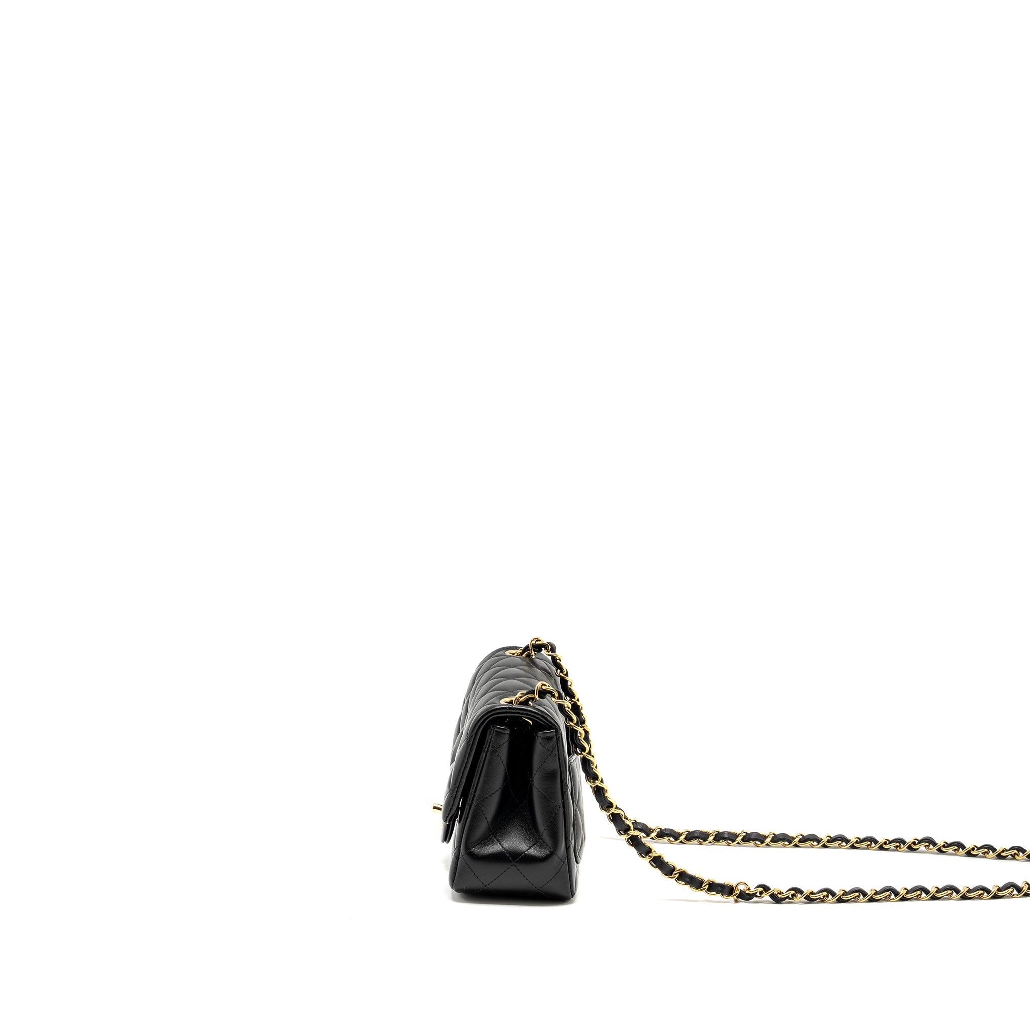 CHANEL MINI SQUARE FLAP BAG LAMBSKIN BLACK LGHW (MICROCHIP)