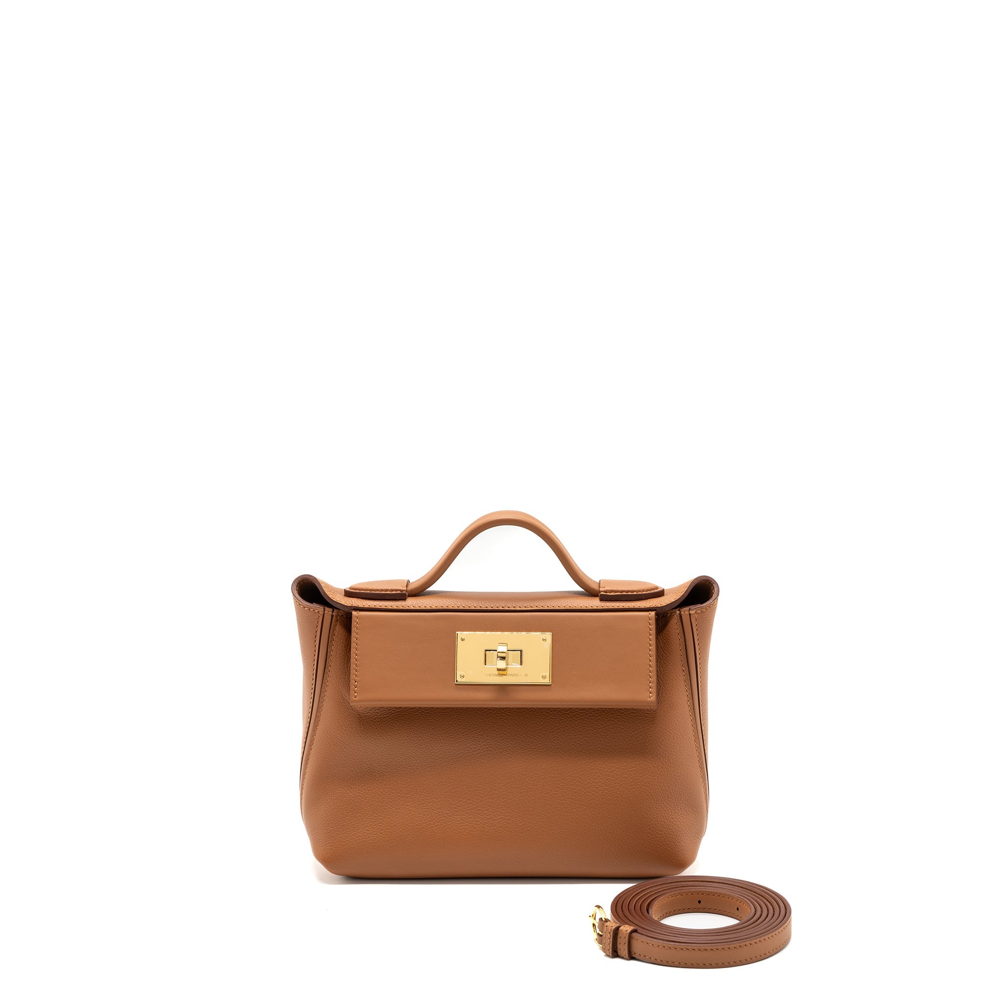 HERMES MINI 24/24 2424-21 BAG EVERCOLOR/ SWIFT GOLD GHW