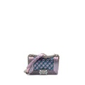 CHANEL 18S SMALL BOY BAG LIMITED PVC / PATENT CALFSKIN LEATHER IRIDESCENT LIGHT PURPLE SHW