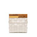 BOTTEGA VENETA CREAM SNAP CLUTCH BAG CALFSKIN/WOOD WHITE MULTICOLOUR HARDWARE