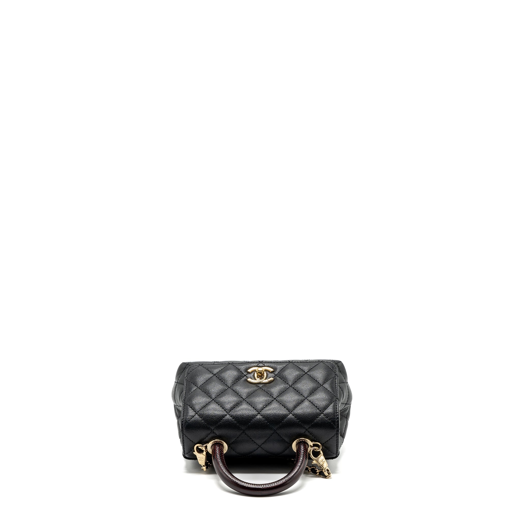CHANEL COCO HANDLE EXTRA MINI WITH LIZARD EMBOSSED HANDLE CAVIAR BLACK LGHW(MICROCHIP)