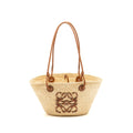 LOEWE ANAGRAM BUSKET SMALL BAG IRACA PALM/CALFSKIN NATURAL/TAN