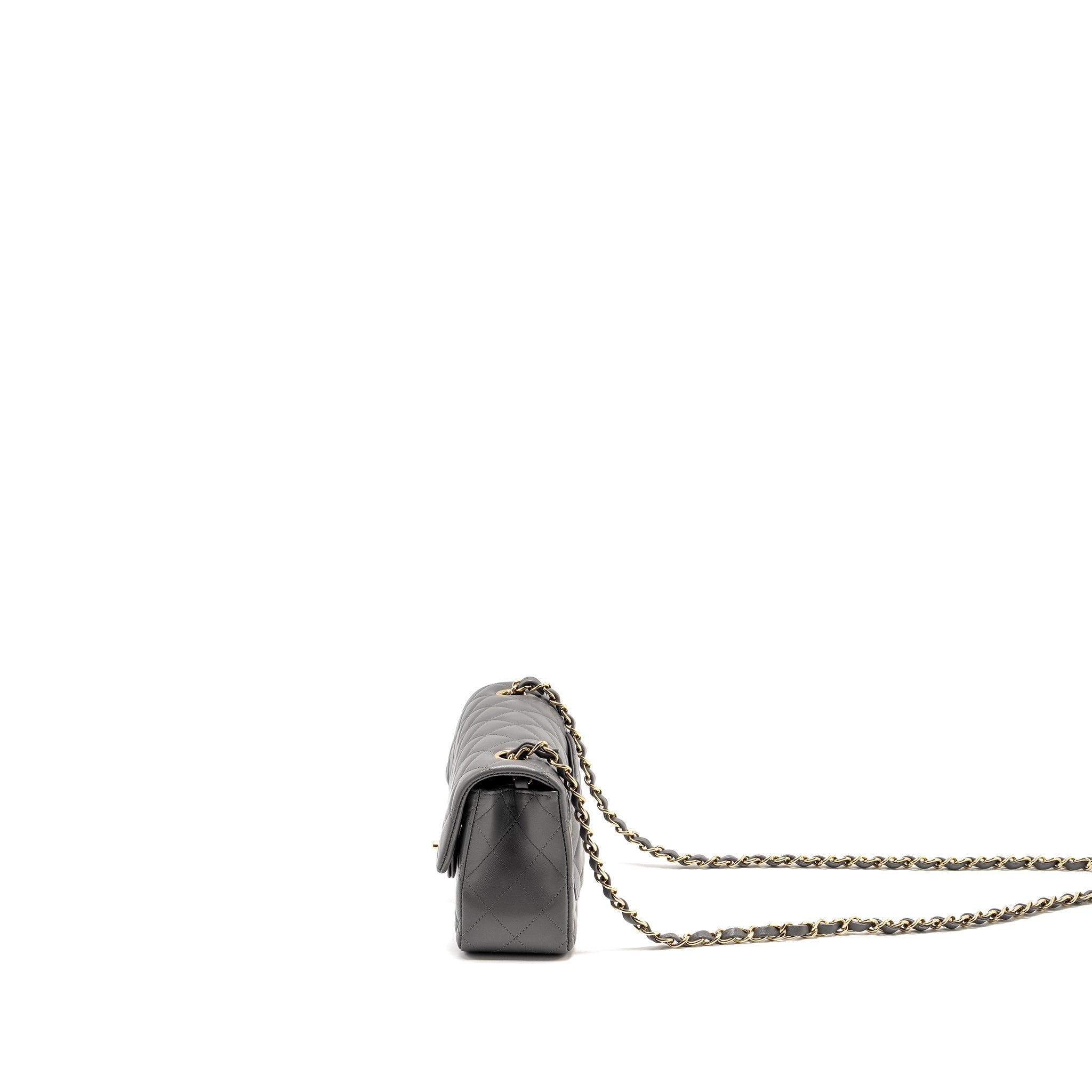 CHANEL MINI RECTANGULAR FLAP BAG LAMBSKIN GREY LGHW (MICROCHIP)