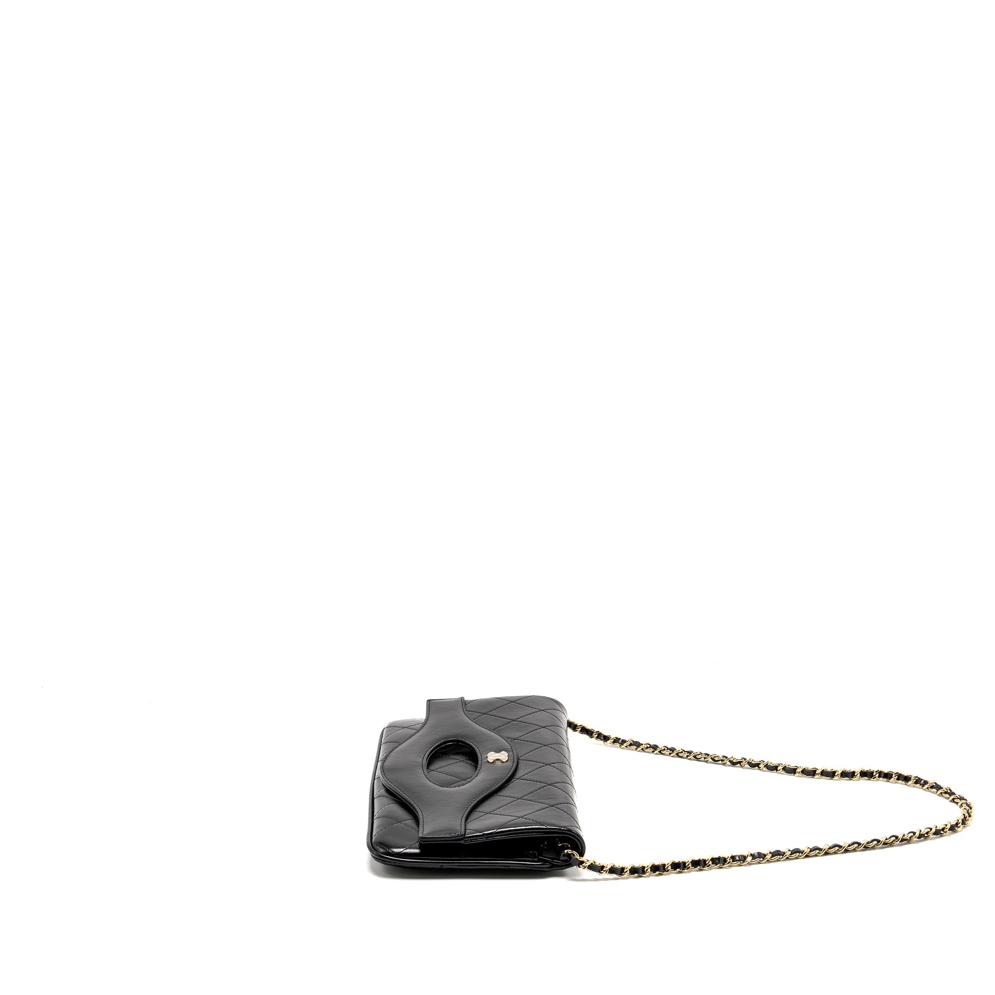CHANEL 31 WALLET ON CHAIN SHINY CALFSKIN BLACK LGHW (MICROCHIP)
