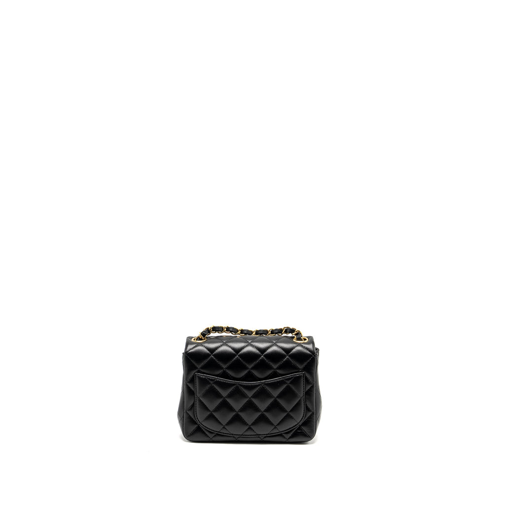 CHANEL MINI SQUARE FLAP BAG LAMBSKIN BLACK LGHW (MICROCHIP)