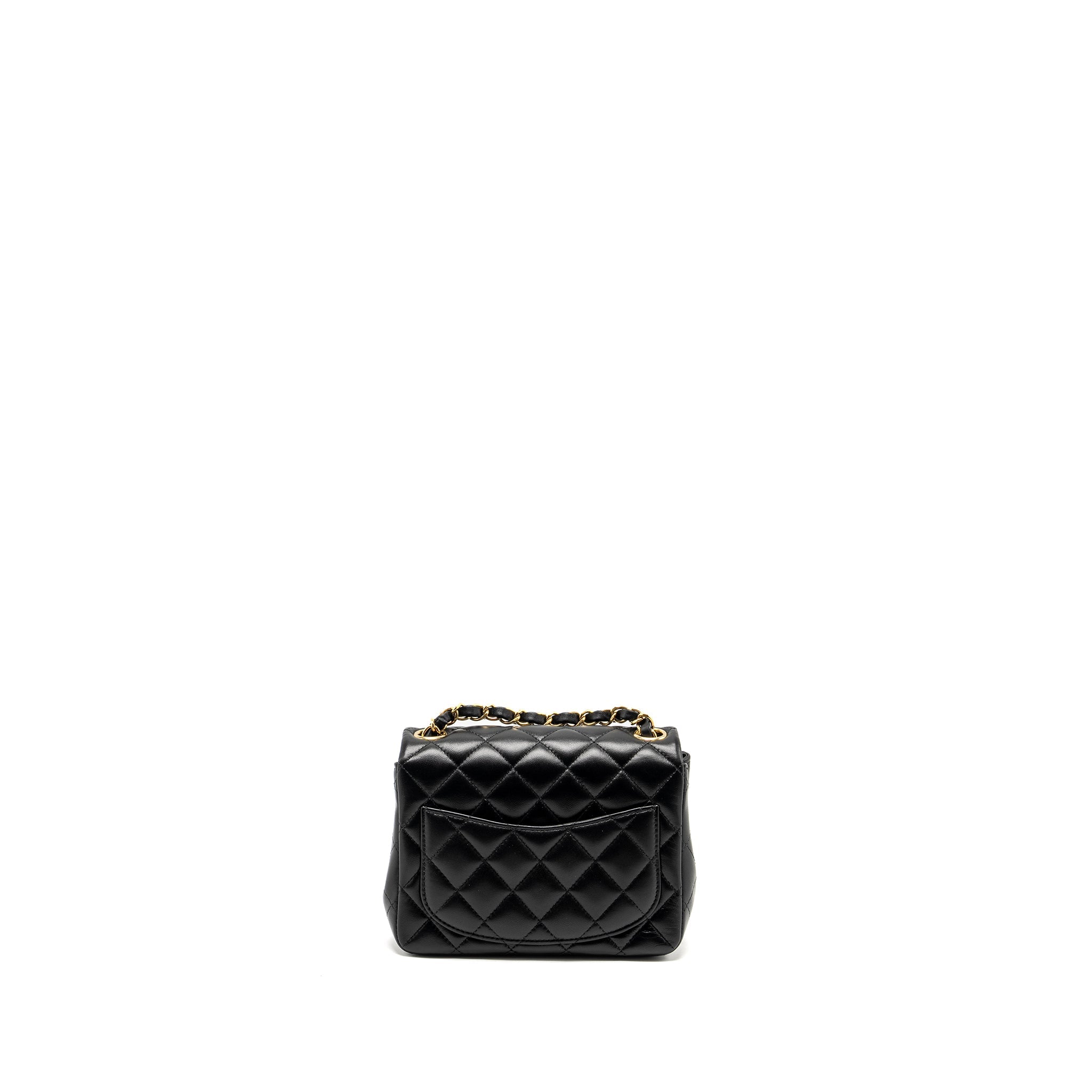 CHANEL MINI SQUARE FLAP BAG LAMBSKIN BLACK LGHW (MICROCHIP)