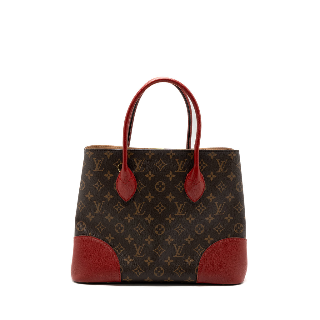 LOUIS VUITTON TOP HANDLE TOTE BAG MONOGRAM CANVAS / RED GHW
