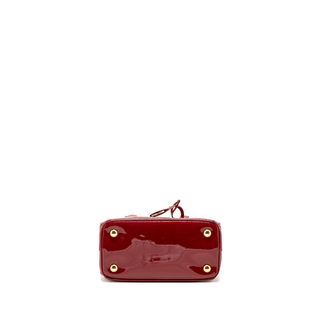 PRADA SMALL GALLERIA BAG PATENT CHERRY GHW