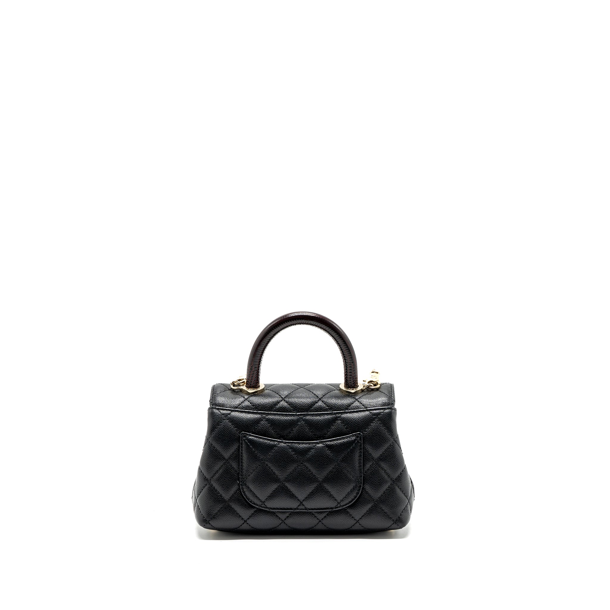 CHANEL COCO HANDLE EXTRA MINI WITH LIZARD EMBOSSED HANDLE CAVIAR BLACK LGHW(MICROCHIP)