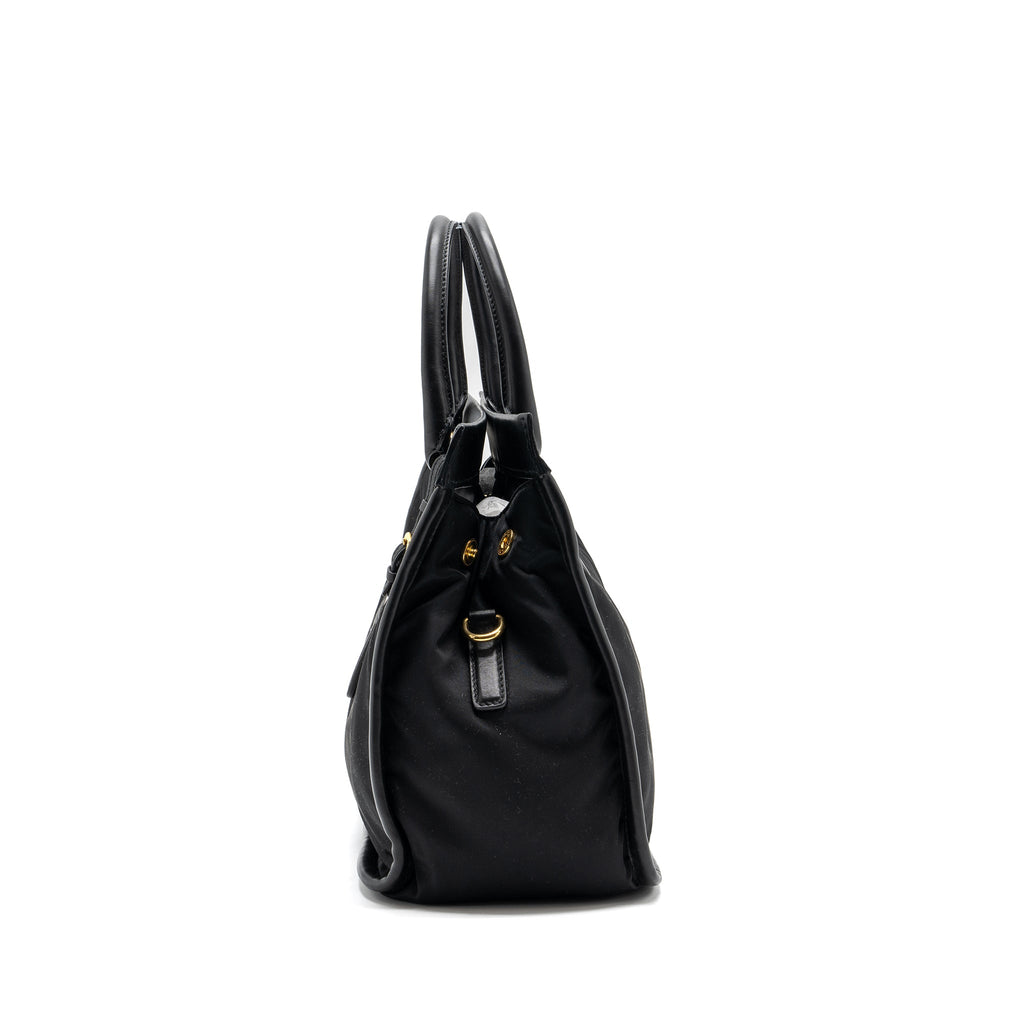 PRADA TOTE BAG NYLON / LEATHER BLACK GHW