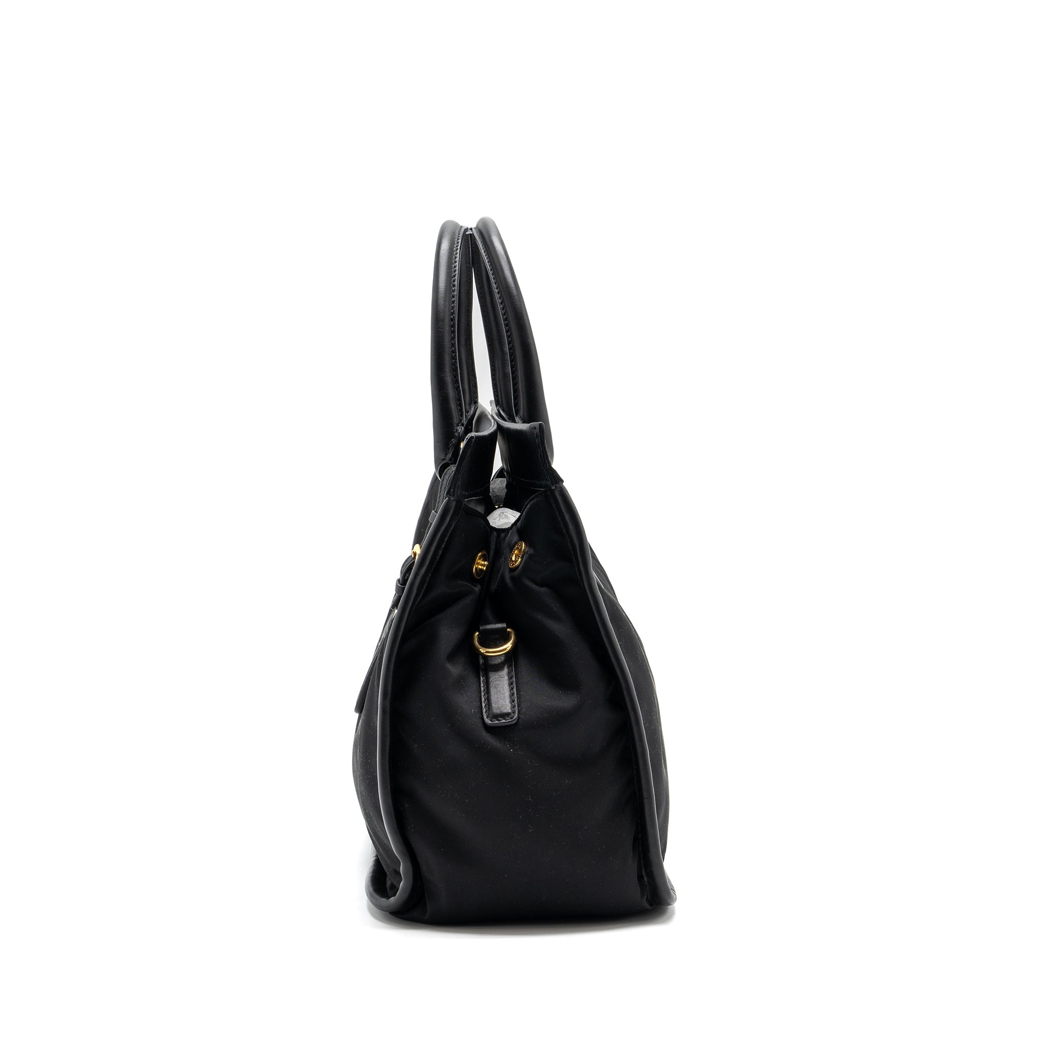 PRADA TOTE BAG NYLON / LEATHER BLACK GHW