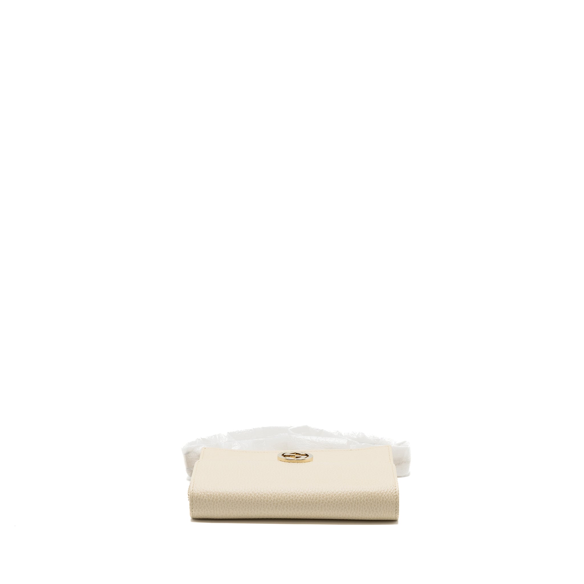 GUCCI INTERLOCKING G CROSSBODY CHAIN BAG WALLET LEATHER WHITE LGHW