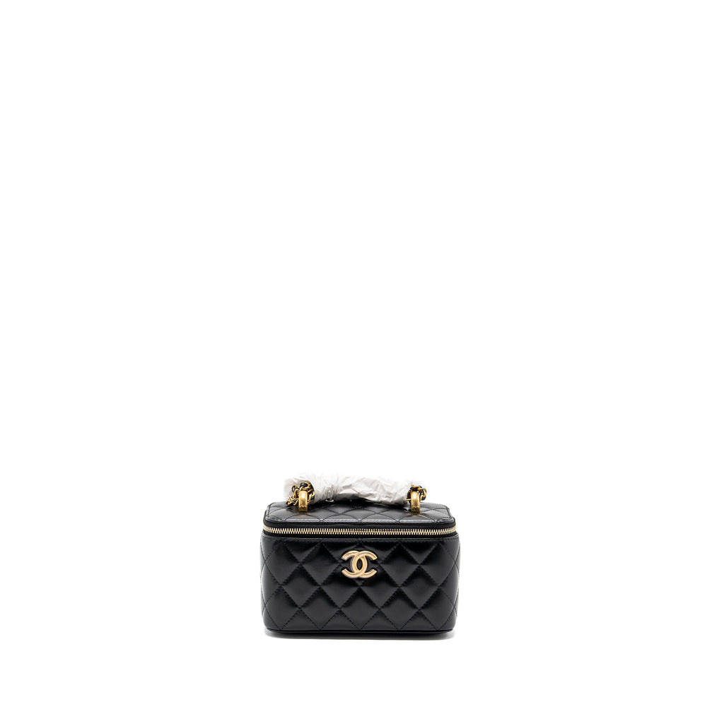 CHANEL 24C GOLD CRUSH LONG VANITY CASE SHINY CALFSKIN BLACK GHW (MICROCHIP)