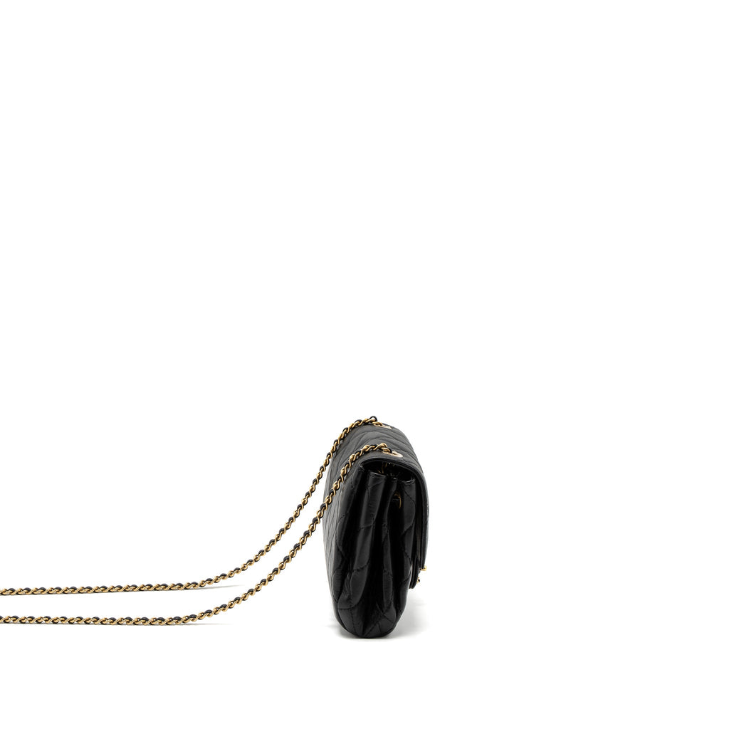 CHANEL QUILTED SQUARE FLAP BAG GOATSKIN BLACK BRUSHED GHW (MICROCHIP)