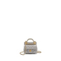 CHANEL MINI QUILTED FLAP CARD HOLDER WITH CHAIN LAMBSKIN GREY GHW