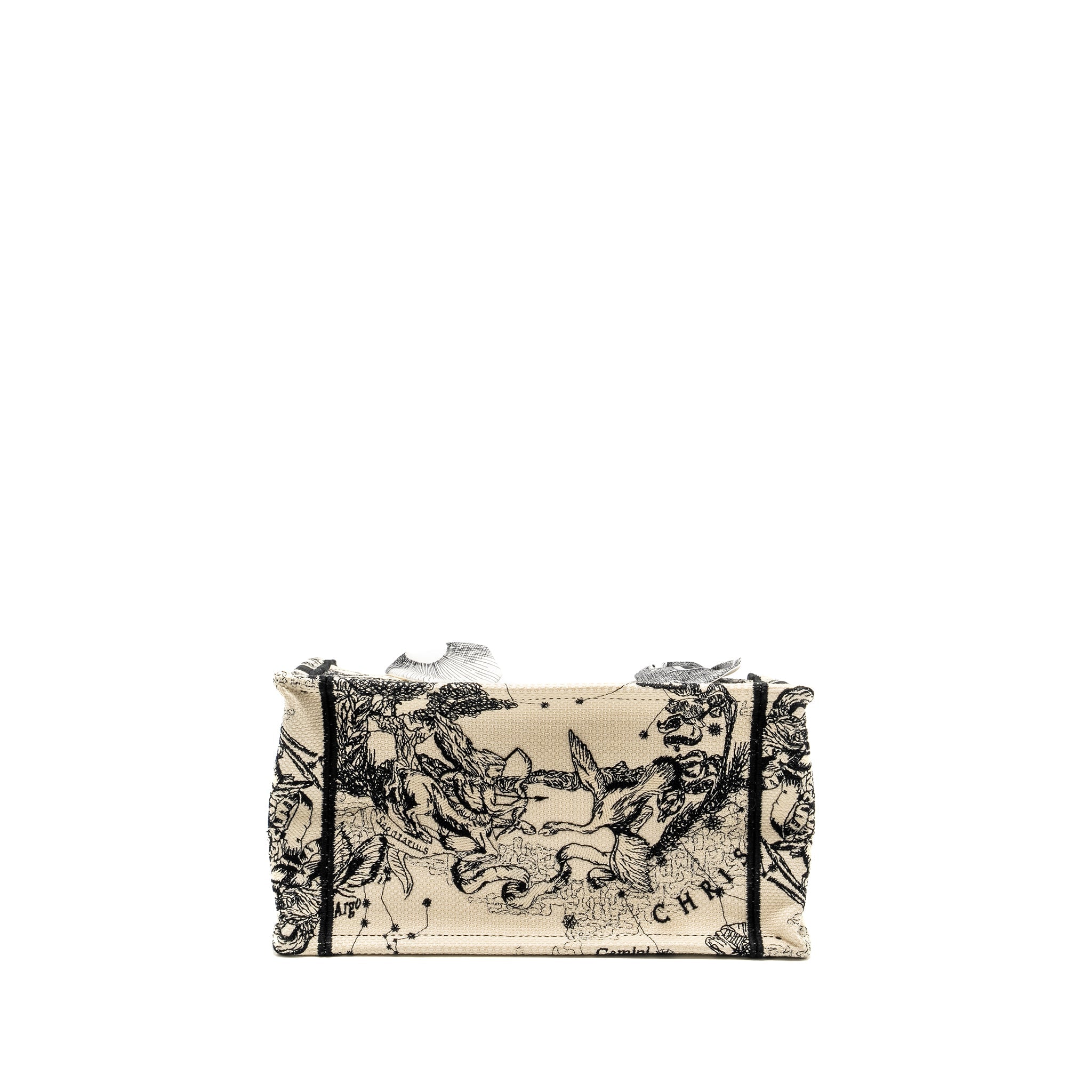 DIOR SMALL BOOK TOTE LATTE/BLACK TOILE DE JOUY ZODIAC EMBROIDERY