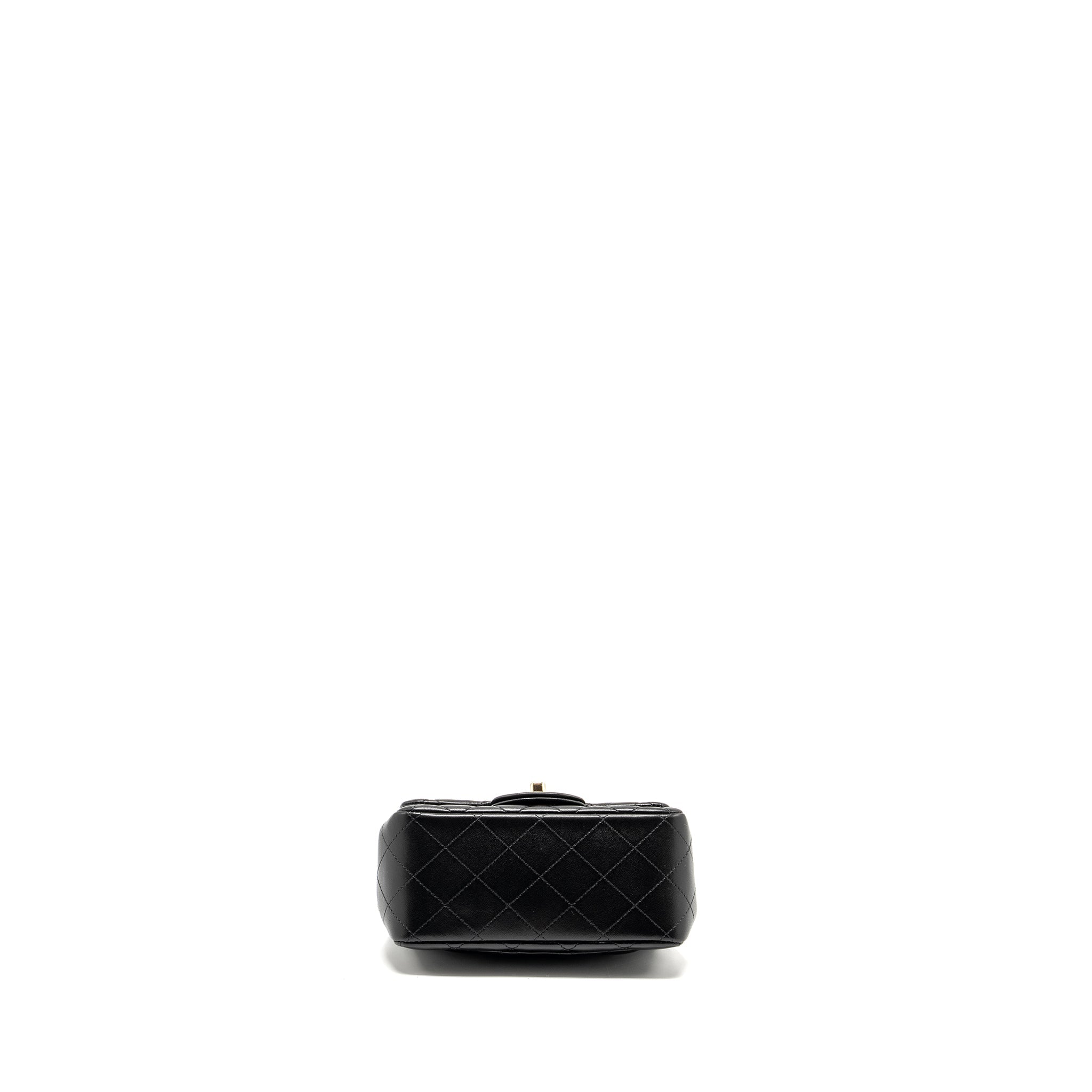 CHANEL MINI SQUARE FLAP BAG LAMBSKIN BLACK LGHW (MICROCHIP)