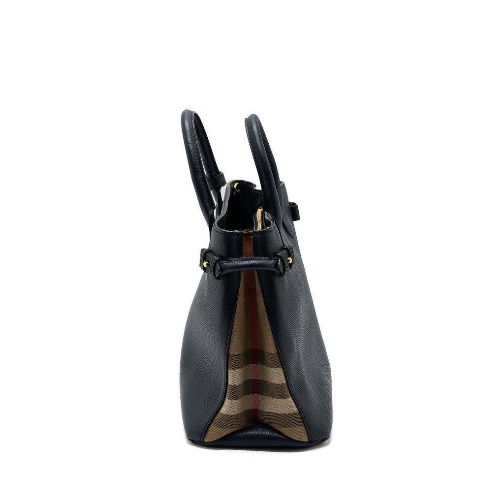 BURBERRY THE LARGE BANNER BAG CALFSKIN DARK BLUE/MULTICOLOUR GHW