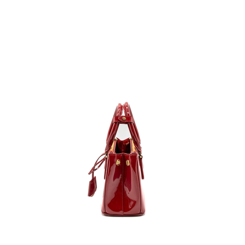PRADA SMALL GALLERIA BAG PATENT CHERRY GHW