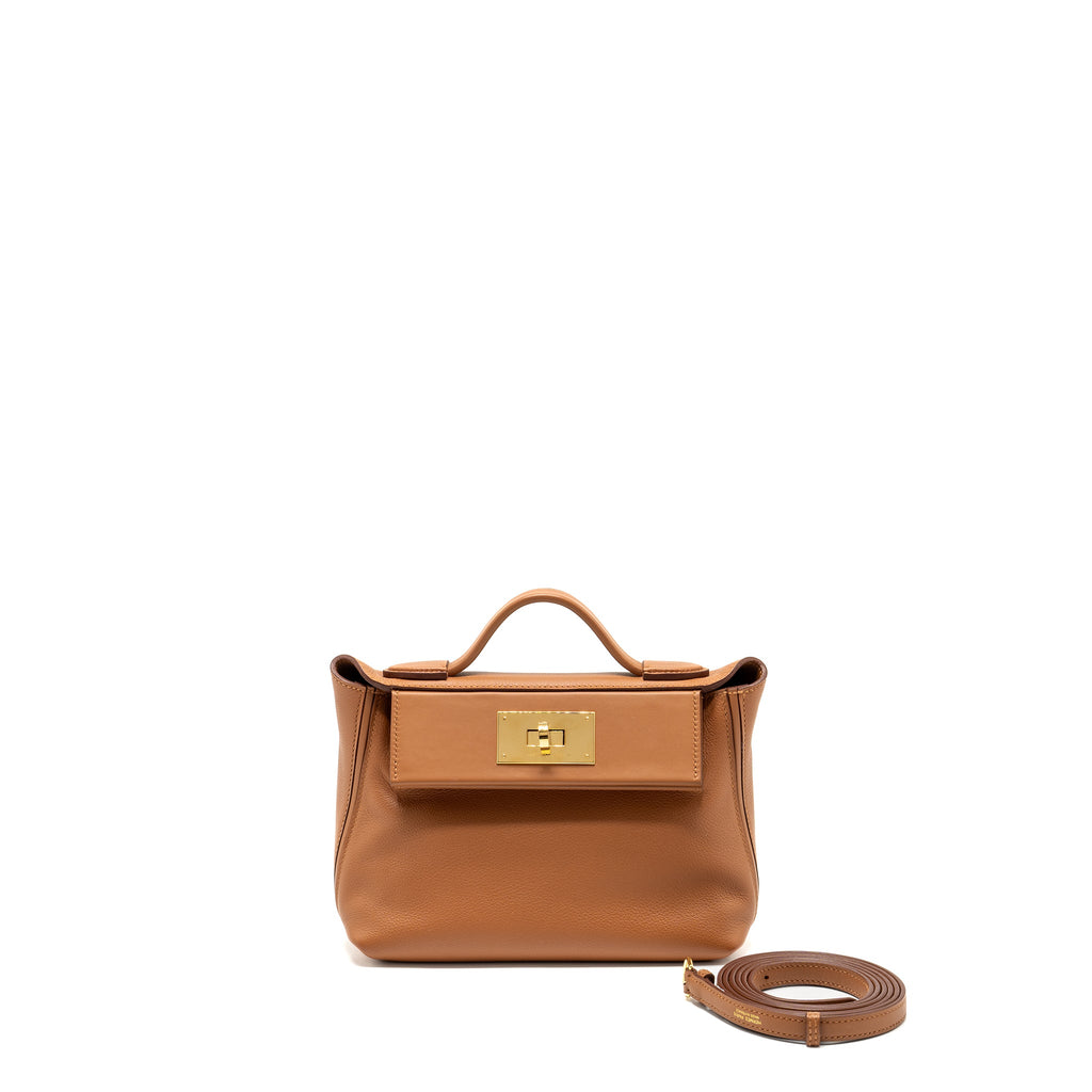 HERMES MINI 24/24 2424-21 BAG EVERCOLOR/ SWIFT GOLD GHW