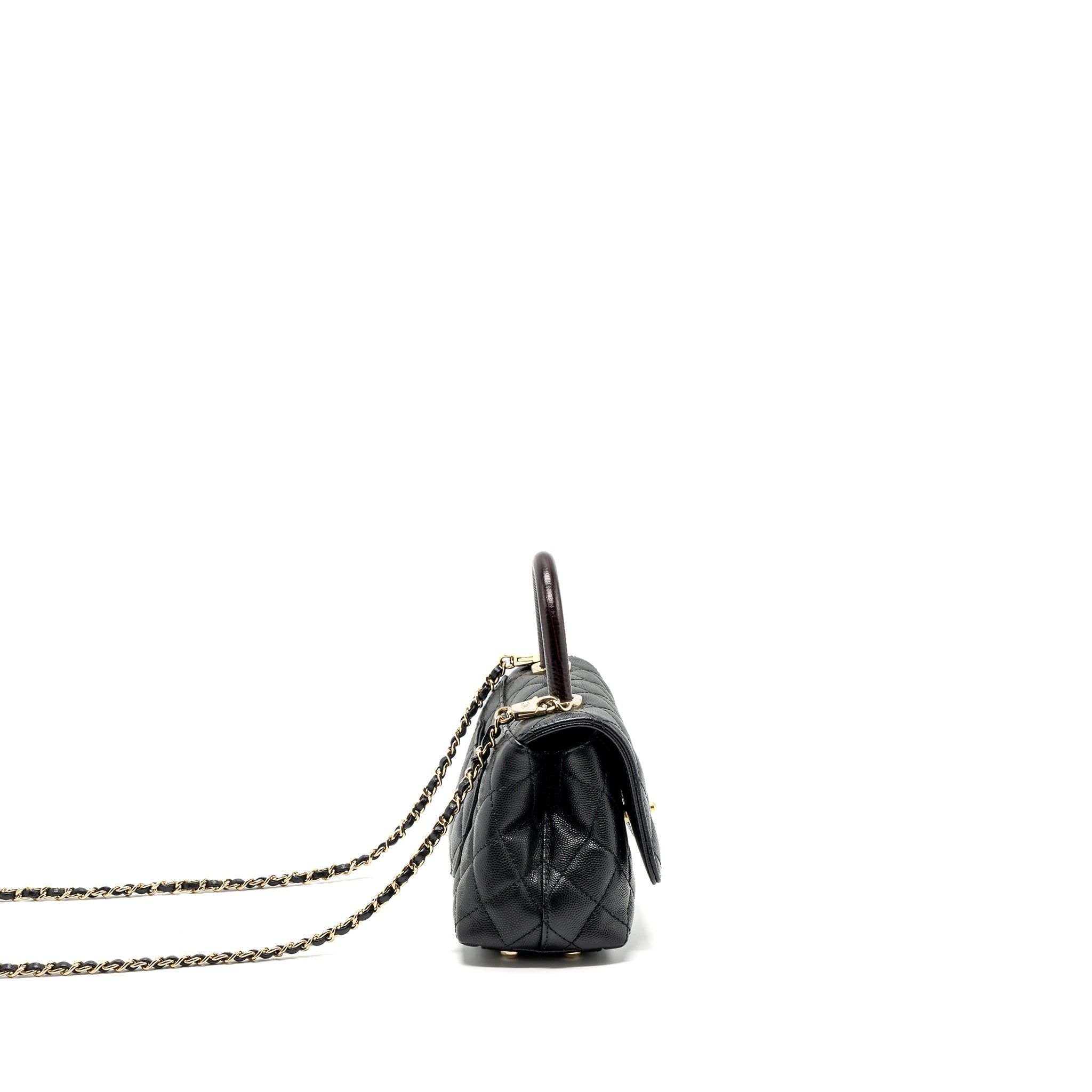 CHANEL COCO HANDLE EXTRA MINI WITH LIZARD EMBOSSED HANDLE CAVIAR BLACK LGHW(MICROCHIP)