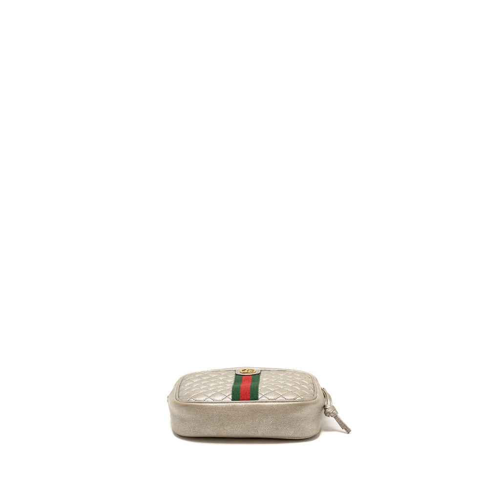 GUCCI GG OPHIDIA CROSSBODY BAG CALFSKIN METALLIC SILVER GHW