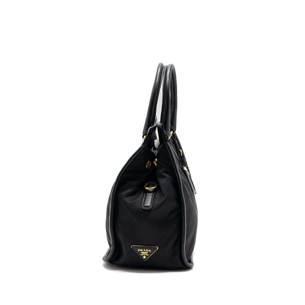PRADA TOTE BAG NYLON / LEATHER BLACK GHW