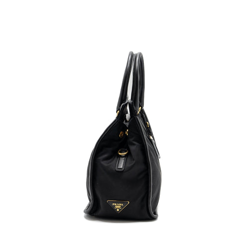 PRADA TOTE BAG NYLON / LEATHER BLACK GHW