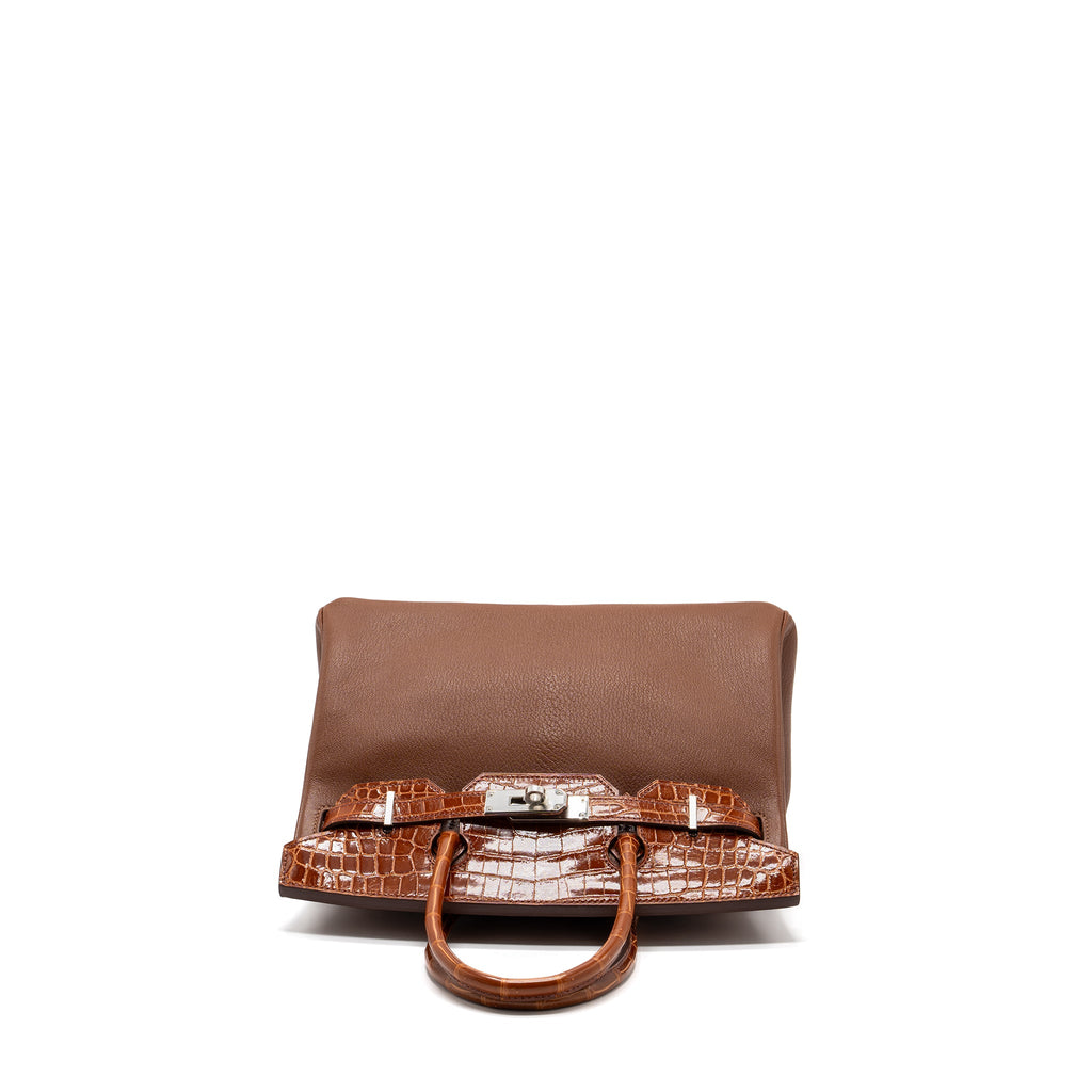 HERMES BIRKIN TOUCH 30 SHINY CROCODILE NILOTICUS / CHEVRE LEATHER MIEL SHW