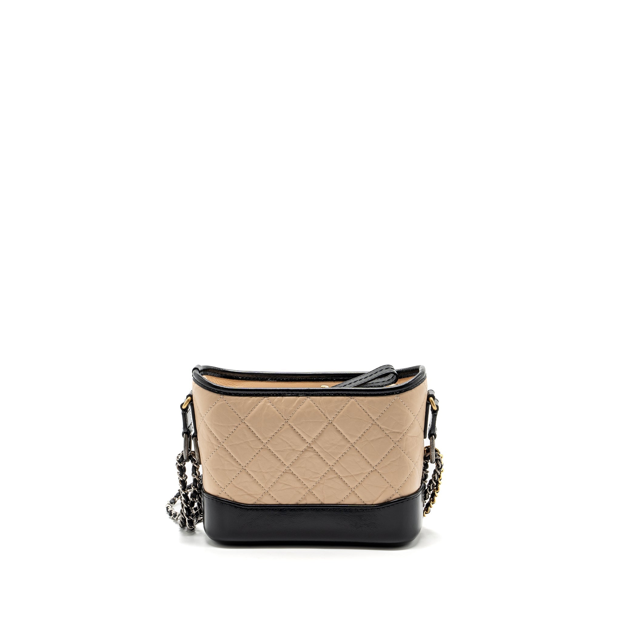 CHANEL SMALL GABRIELLE HOBO BAG AGED CALFSKIN BEIGE/BLACK MULTICOLOUR HARDWARE
