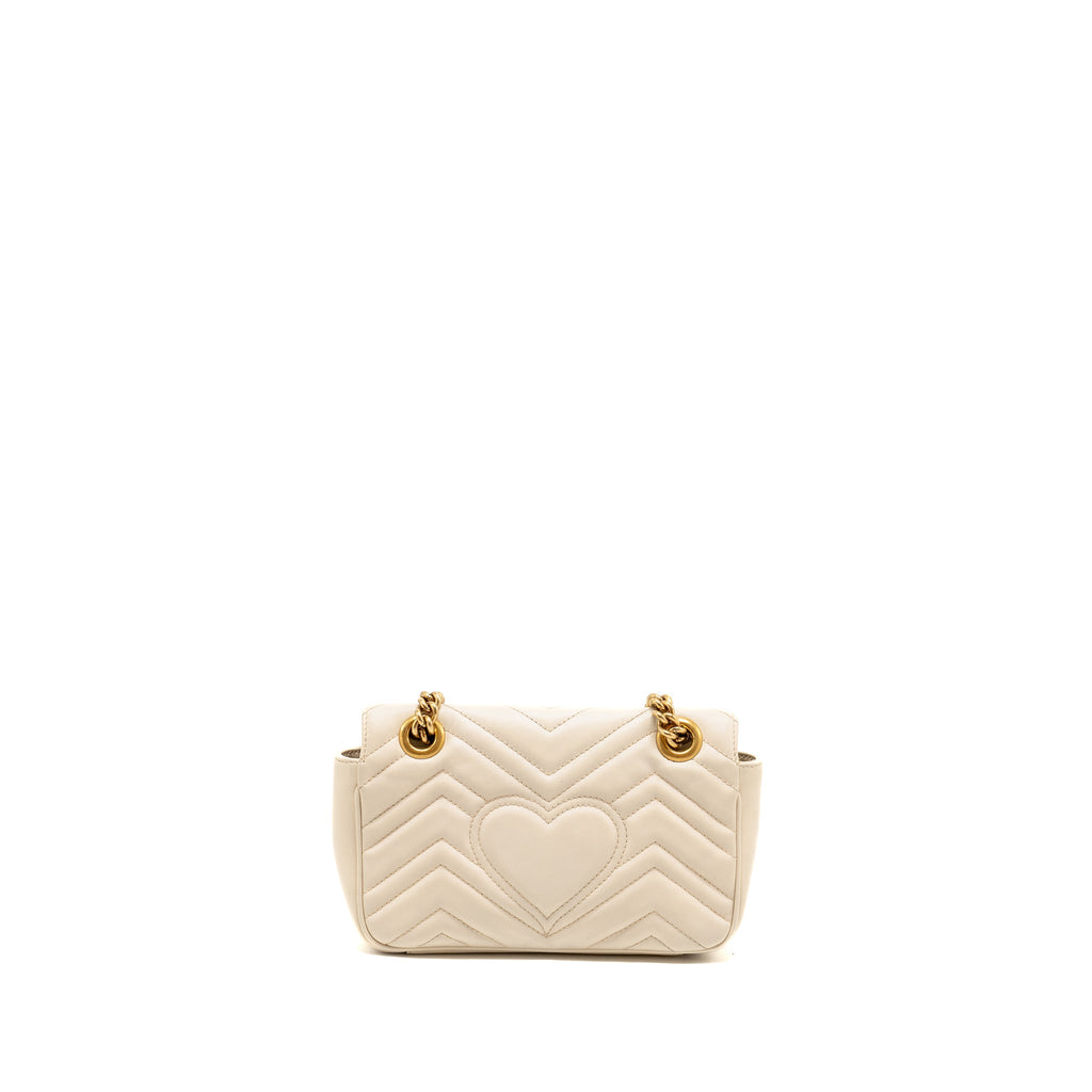 GUCCI MINI GG MARMONT SHOULDER BAG CALFSKIN WHITE GHW