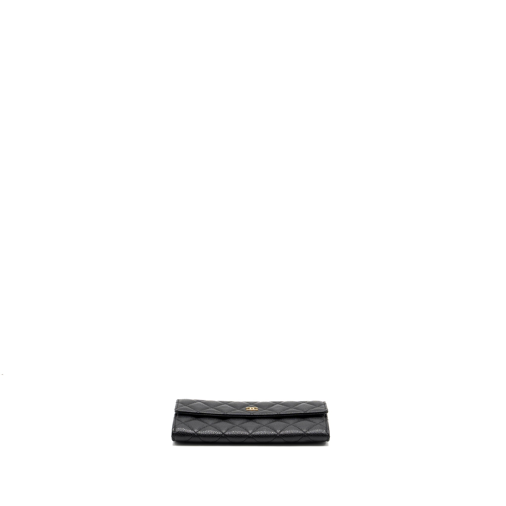 CHANEL FLAP LONG WALLET CAVIAR BLACK GHW