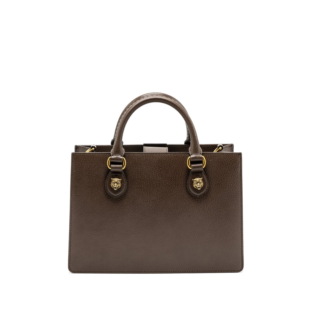 GUCCI TOP HANDLE TOTE BAG CALFSKIN DARK BROWN GHW