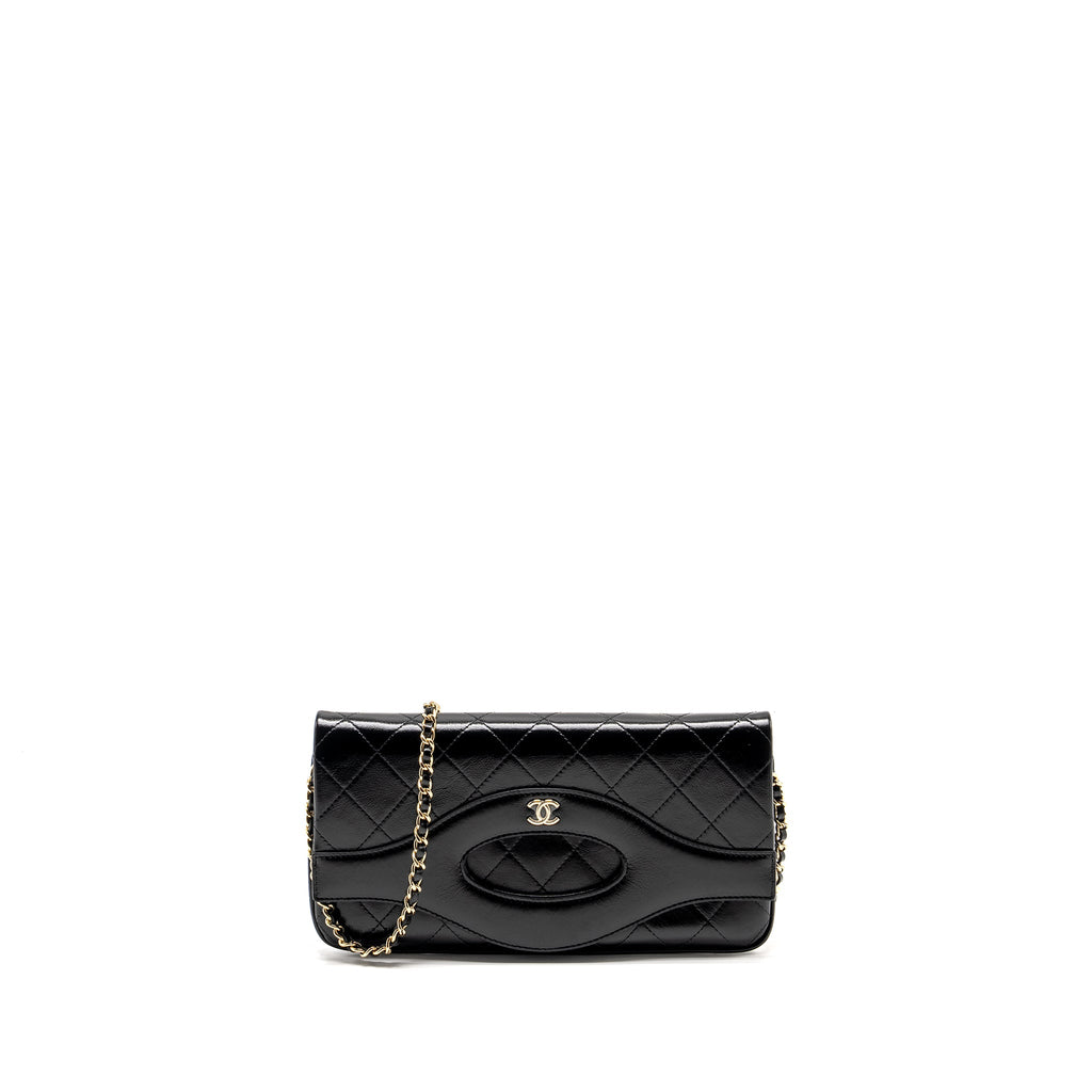 CHANEL 31 WALLET ON CHAIN SHINY CALFSKIN BLACK LGHW (MICROCHIP)