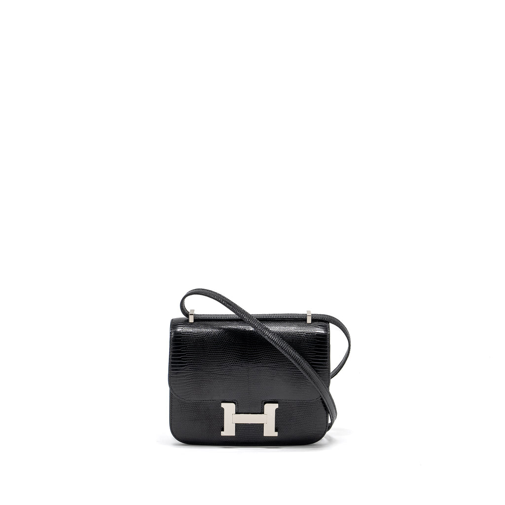 HERMES MINI CONSTANCE LIZARD VARANUS SALVATOR BLACK SHW