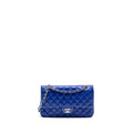 CHANEL MEDIUM CLASSIC DOUBLE FLAP BAG LAMBSKIN BLUE SHW