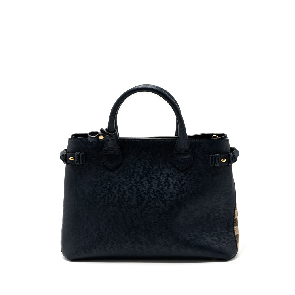 BURBERRY THE LARGE BANNER BAG CALFSKIN DARK BLUE/MULTICOLOUR GHW