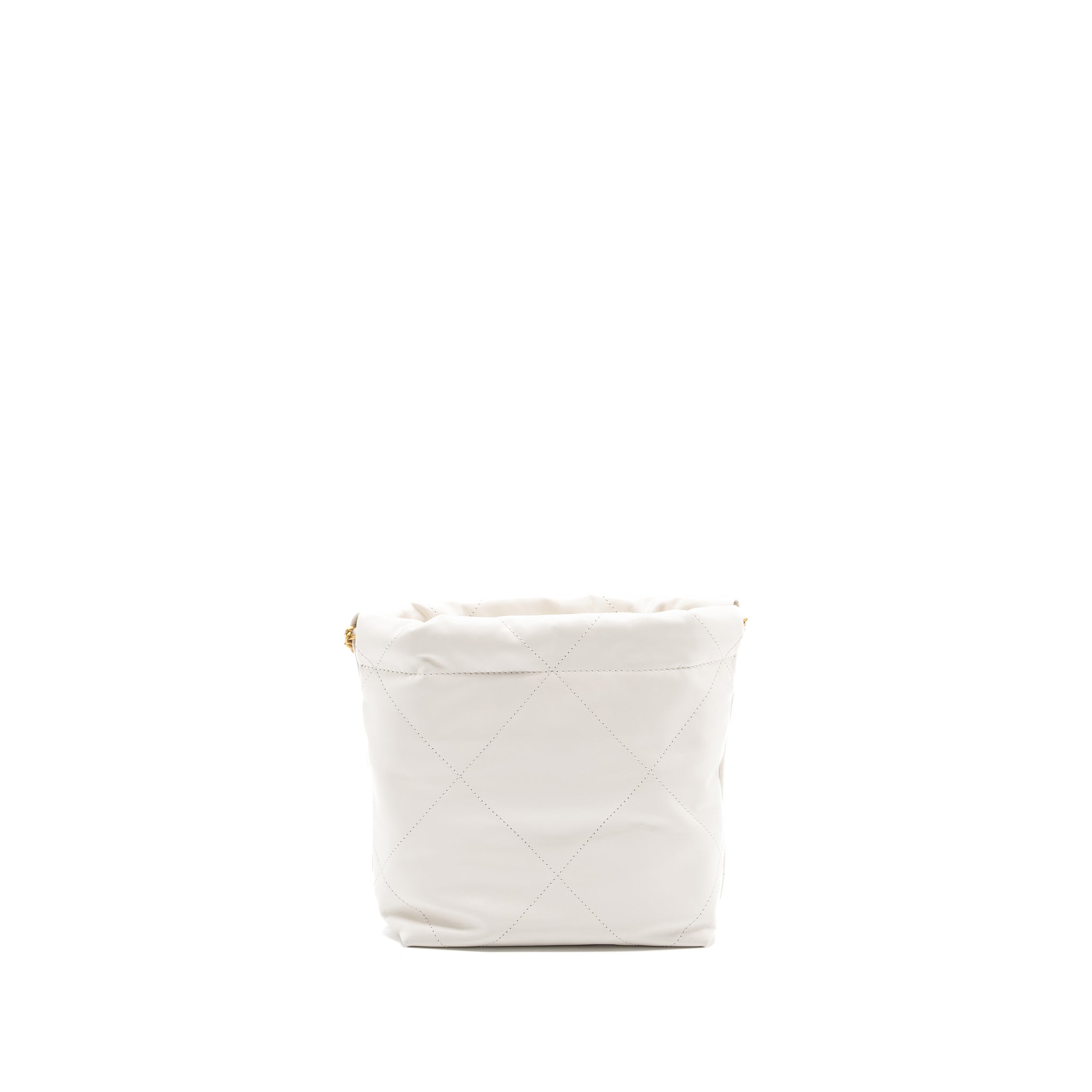 CHANEL MINI 22 BAG SHINY CALFSKIN WHITE GHW (MICROCHIP)