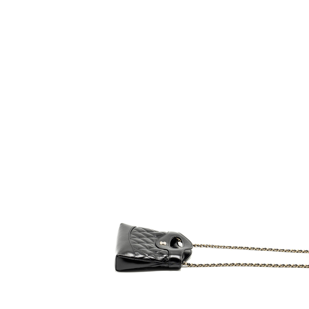 CHANEL MINI 31 CLUTCH WITH CHAIN SHINY LAMBSKIN BLACK LGHW (MICROCHIP)
