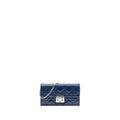 DIOR FLAP WALLET WITH CHAIN PATENT BLUE SHW