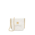 CHANEL CROSSBODY SQUARE FLAP BAG LAMBSKIN WHITE BRUSHED GHW