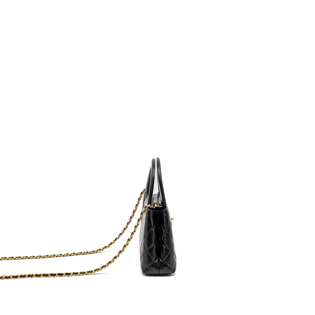 CHANEL MINI KELLY SHOPPING TOTE BAG CALFSKIN BLACK GHW (MICROCHIP)