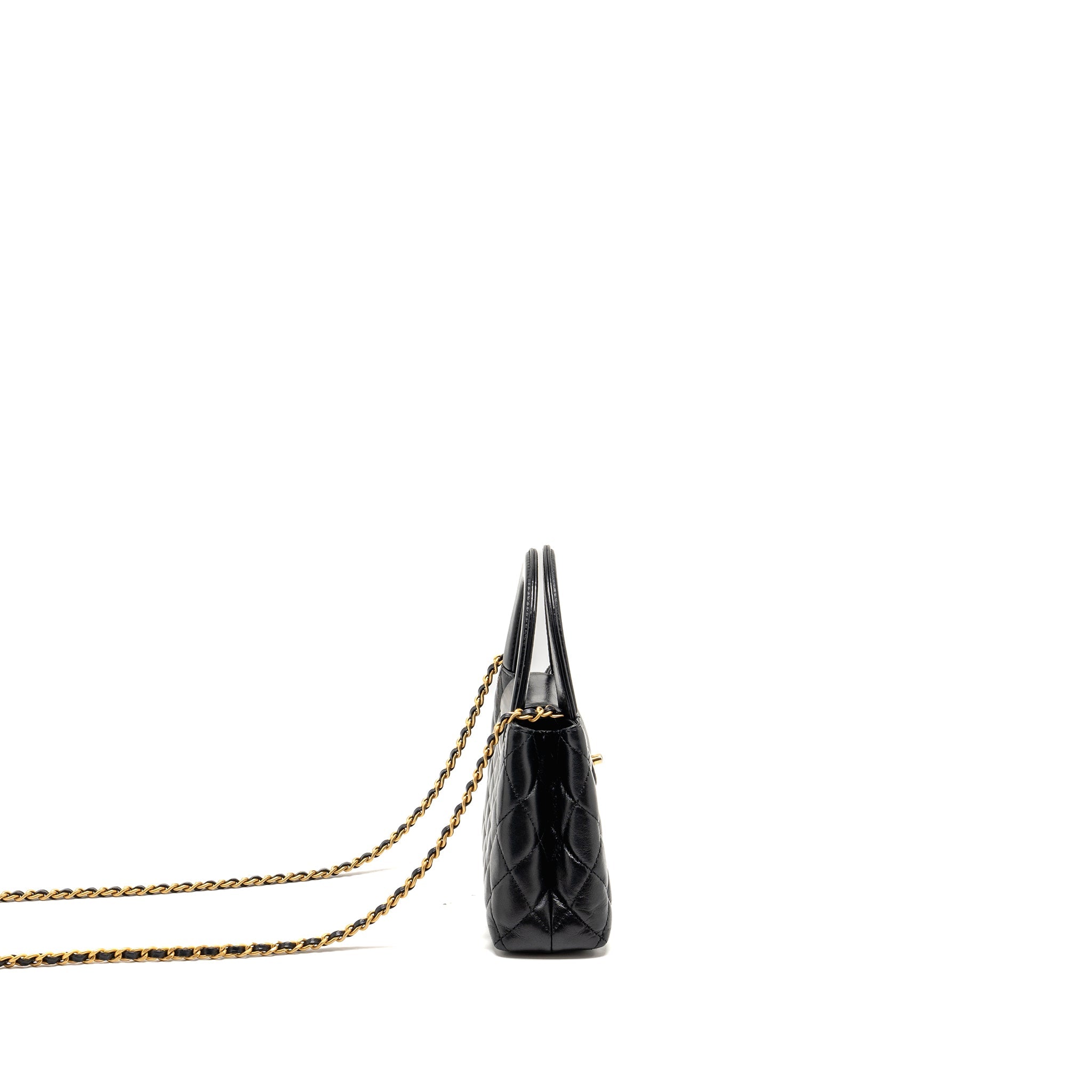 CHANEL MINI KELLY SHOPPING TOTE BAG CALFSKIN BLACK GHW (MICROCHIP)
