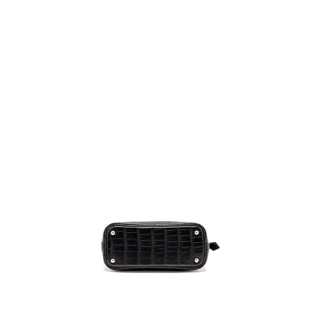 HERMES MINI BOLIDE ALLIGATOR MISSISSIPPIENSIS MAT BLACK SHW