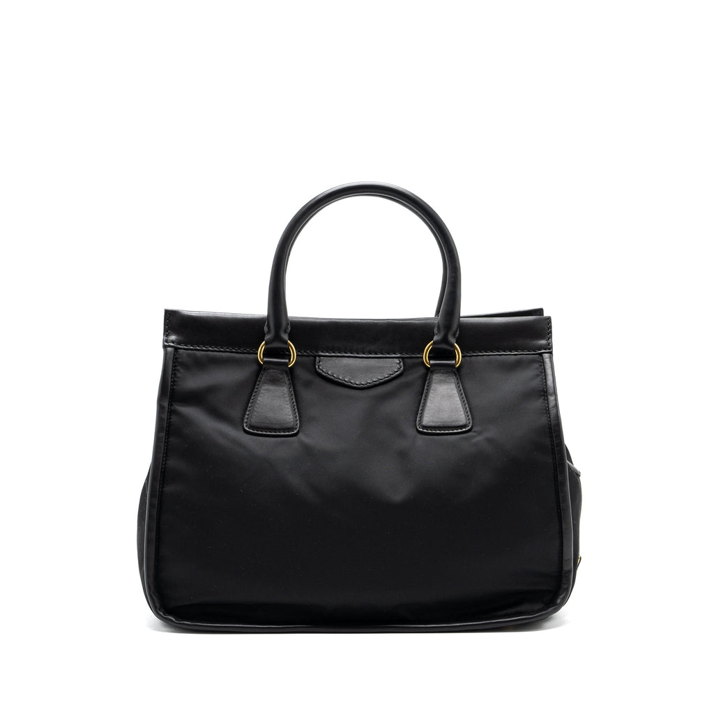 PRADA TOTE BAG NYLON / LEATHER BLACK GHW