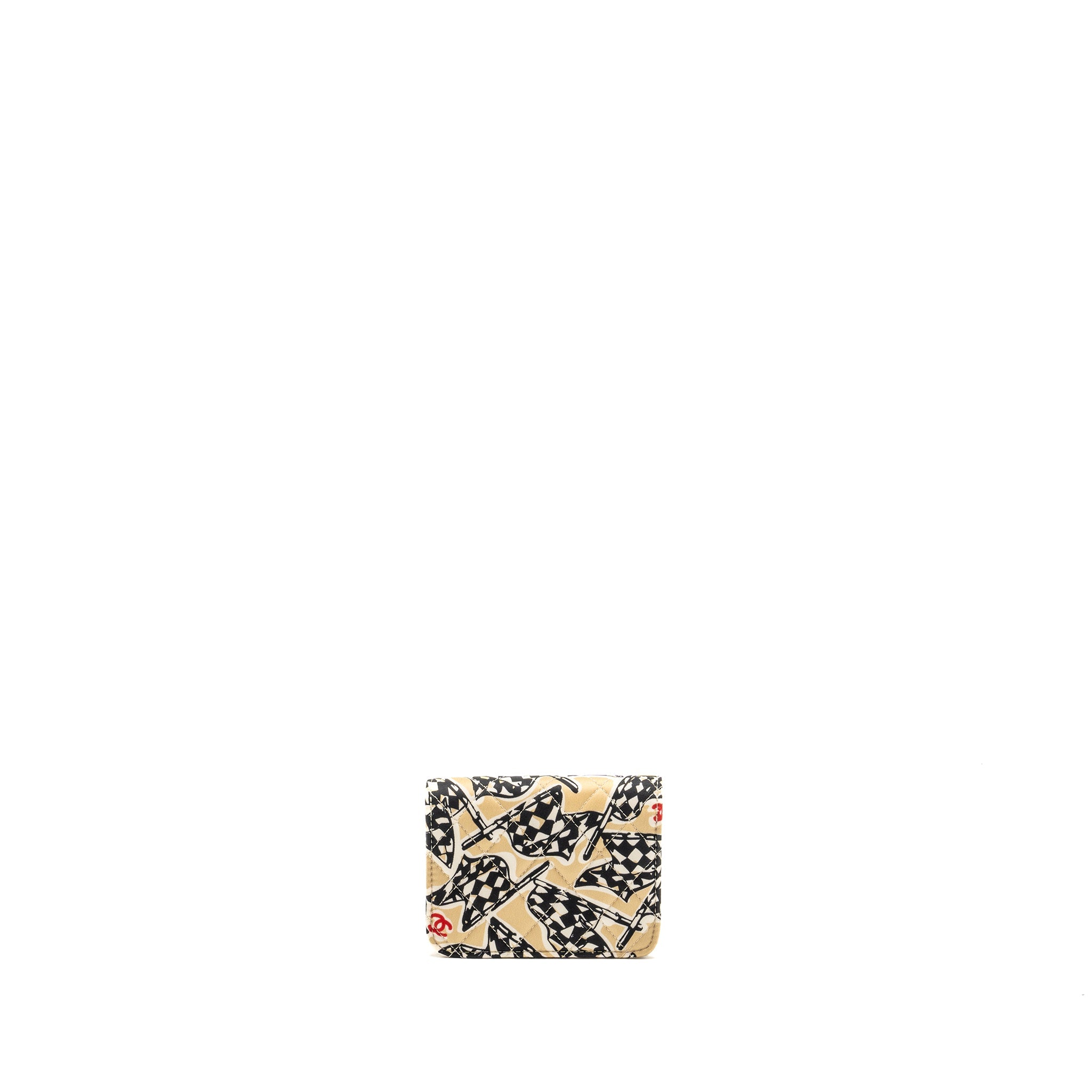 CHANEL MINI FLAP CLUTCH WITH CHAIN FABRIC BEIGE/MULTICOLOUR LGHW(MICROCHIP)