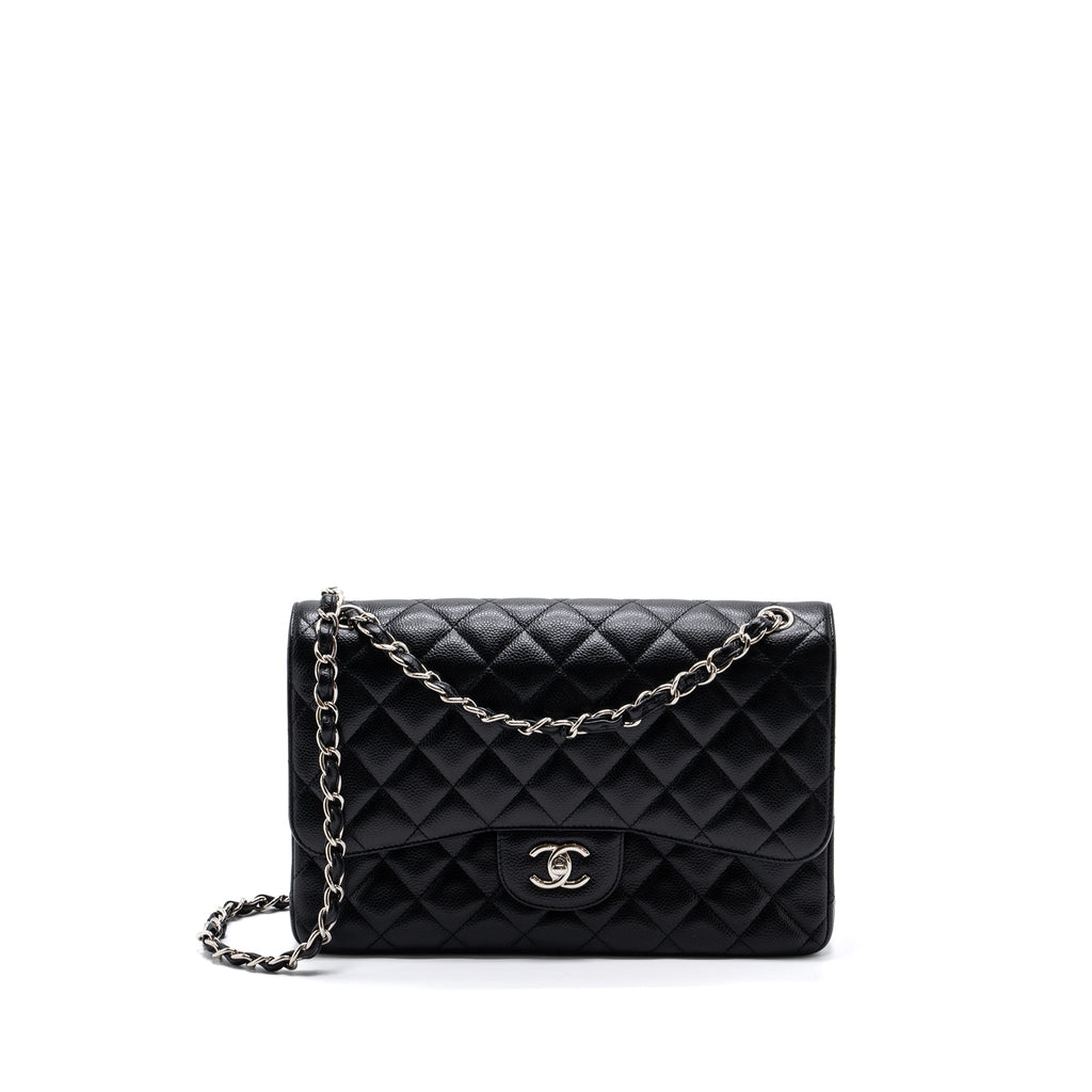 CHANEL CLASSIC DOUBLE FLAP JUMBO CAVIAR BLACK SHW