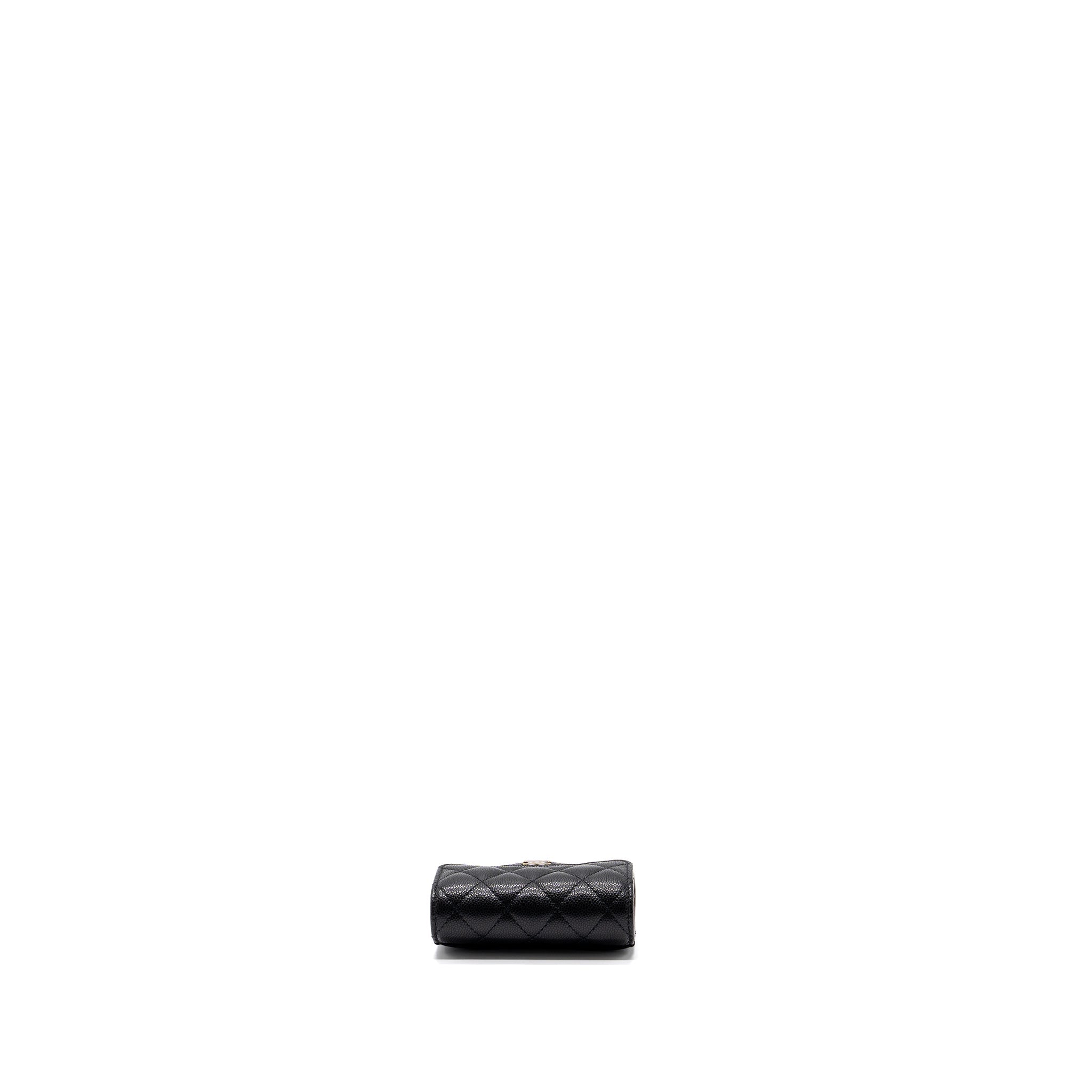 CHANEL CLASSIC COMPACT WALLET CAVIAR BLACK GHW (MICROCHIP)